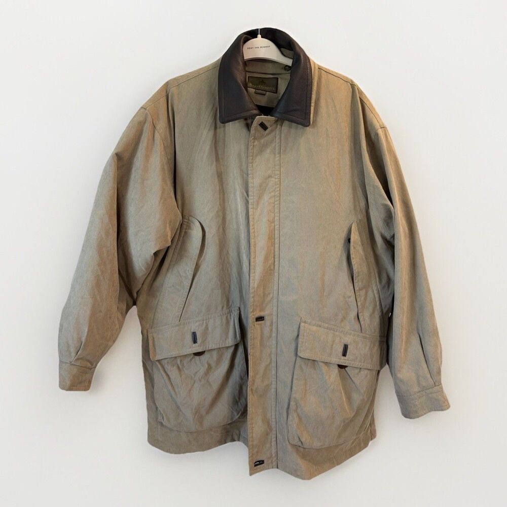 Rainforest Men’s XL Field Coat 2-Way Down Liner Removable Leather Collar